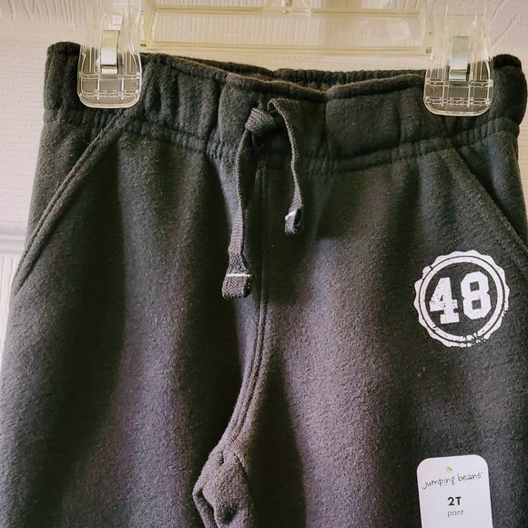 BNWT Dark Gray FLEECE PANTS w/POCKETS Sz 2T (drawstring & lightweight!) - Picture 4 of 8